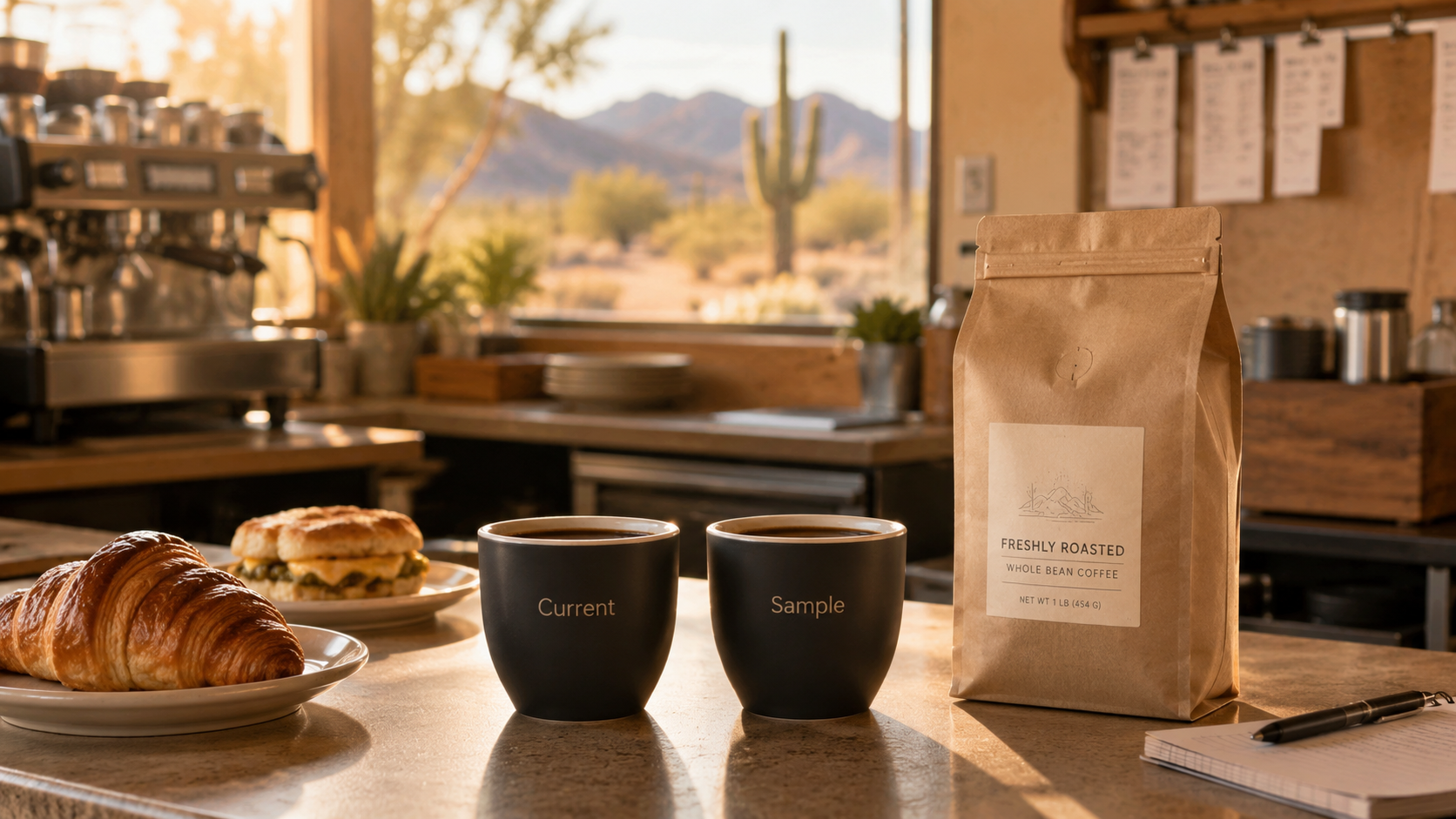 Free 1-lb coffee sample for Tucson cafés (two cups, ten minutes)